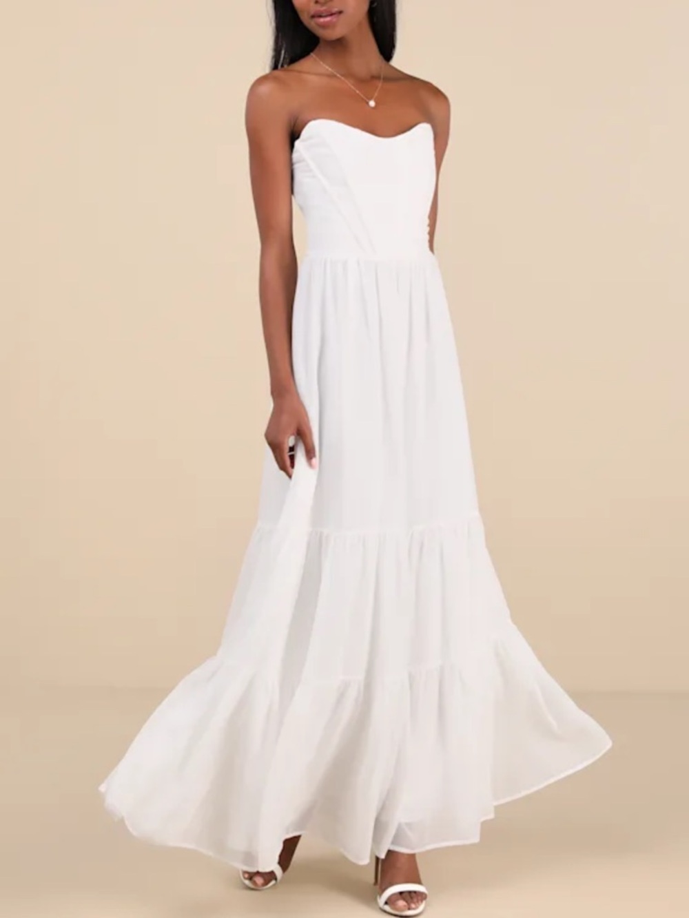 Lulus Special Moment White Strapless Bustier Maxi Dress